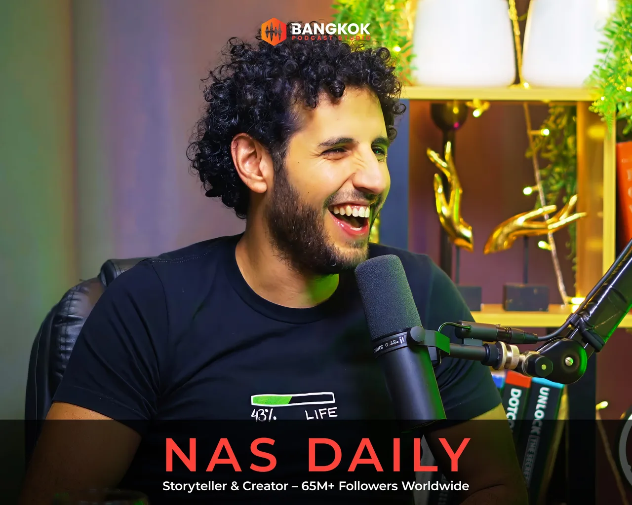 Nas Daily recording at Bangkok Podcast Studio