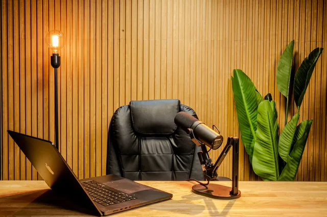 The Office studio, lit and ready to record